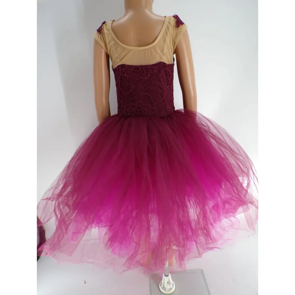 Pre-Owned Dance Costume Gallery 20514 Medium Child Burgundy Ballet